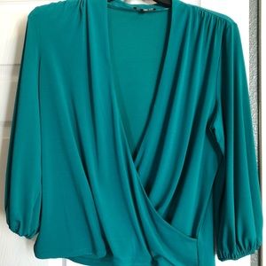 Teal green wrap top NWOT